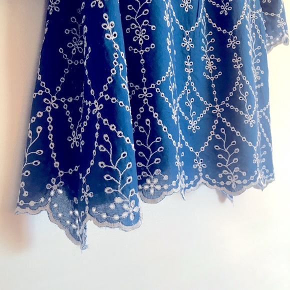 Zara Sz M embroidered blue Scalloped Shirt Top - Picture 11 of 15
